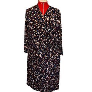 Anne Klein Plus Size 3X Wrap Dress City Lights Black/Chianti Multi Color NWT